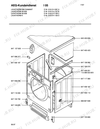 Взрыв-схема стиральной машины Aeg LTH56609    B - Схема узла Section1